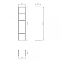 Dulap suspendat deschis, Cersanit, Crea, înalțime 140 cm, alb